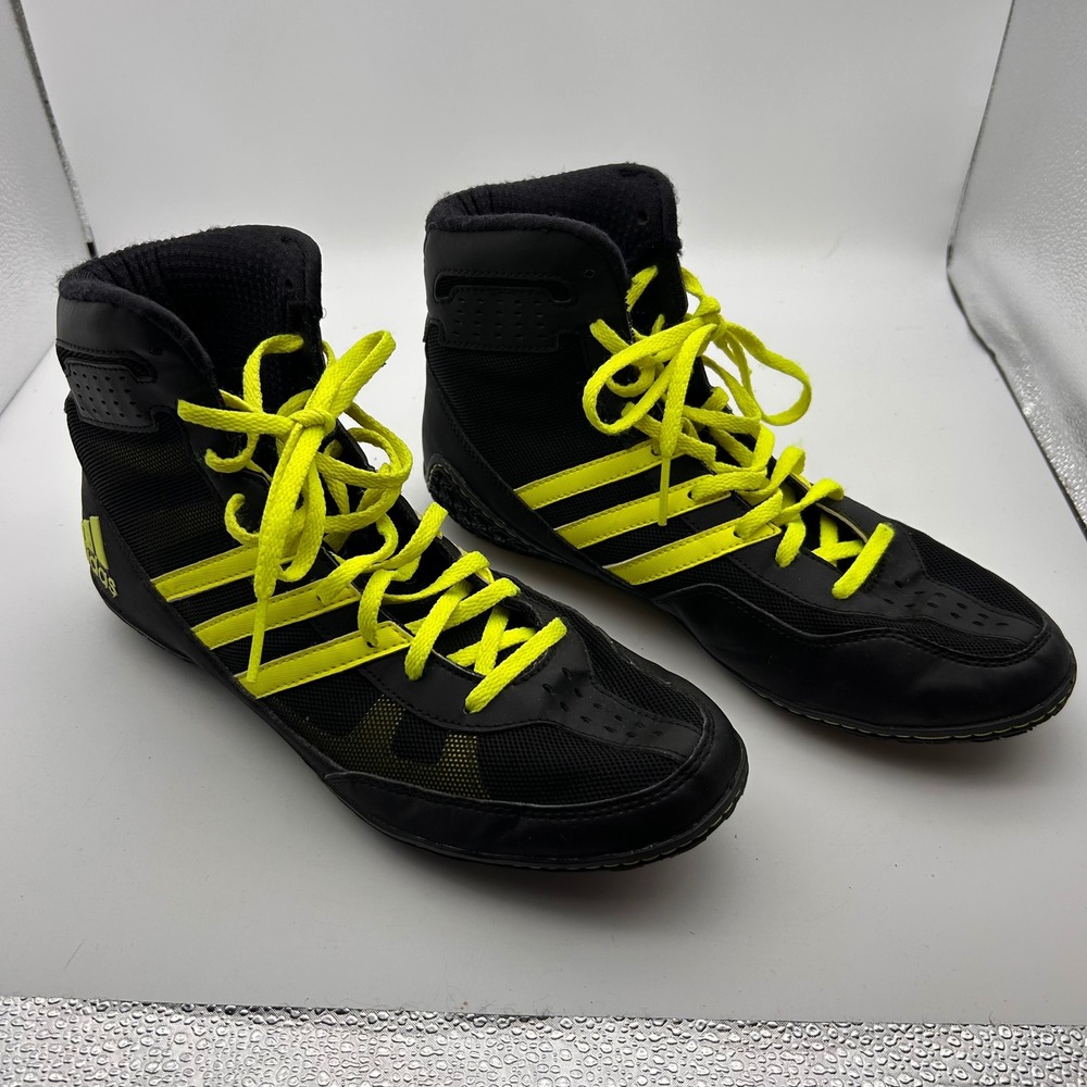 Adidas Mat Wizard 2 Wrestling Shoes Mens 7.5 Black Solar Yellow S77969 High Top